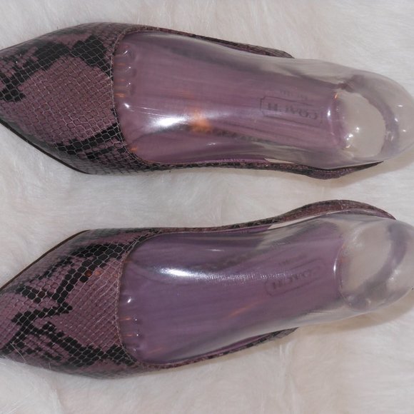 Coach Alena Snakeskin Purple Leather Pointy Slingbacks Heels Womens Size 9 M - Picture 6 of 12